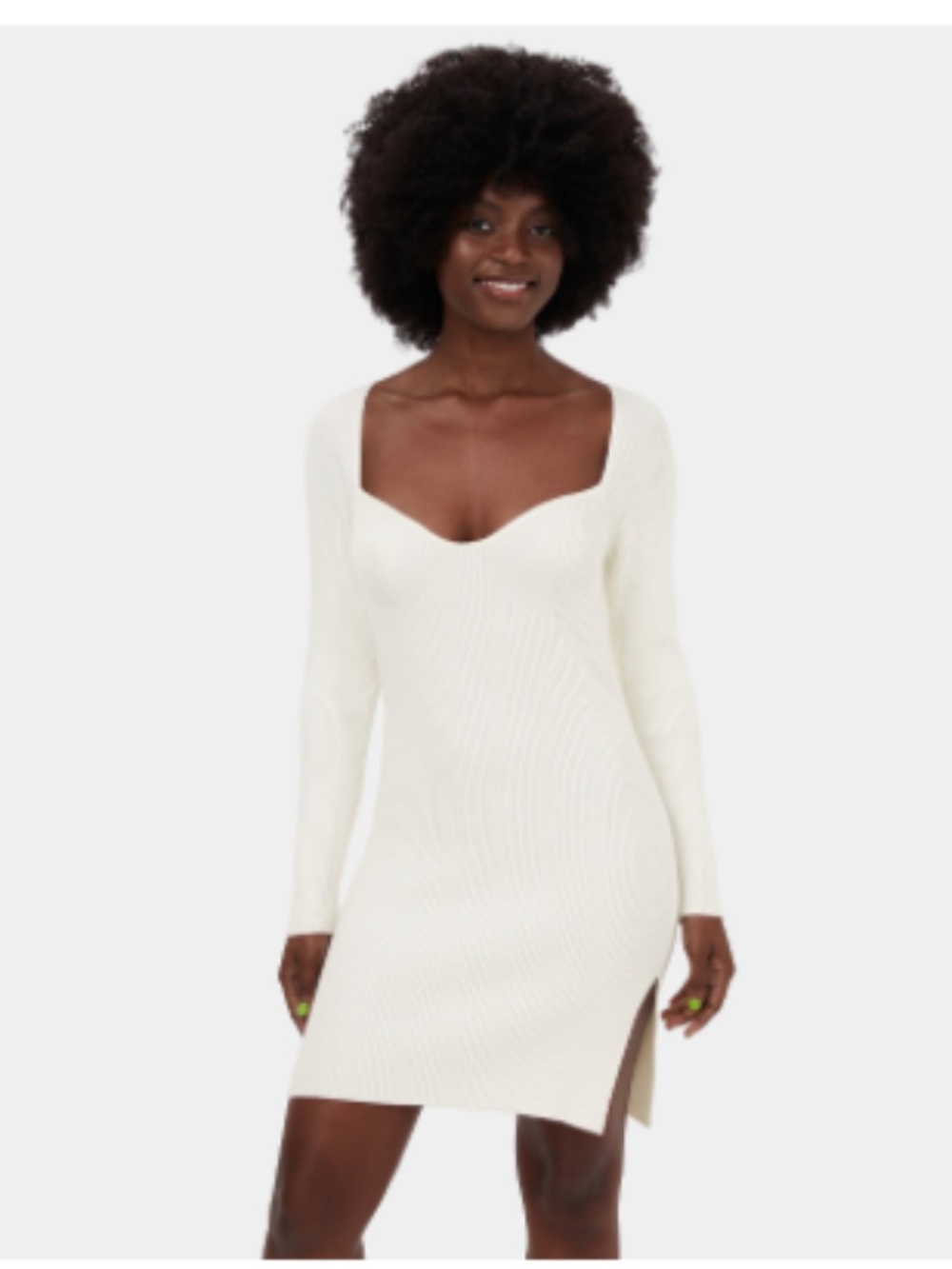 Halara Square Neck Split Hem Bodycon Casual Sweater Dress - Like New